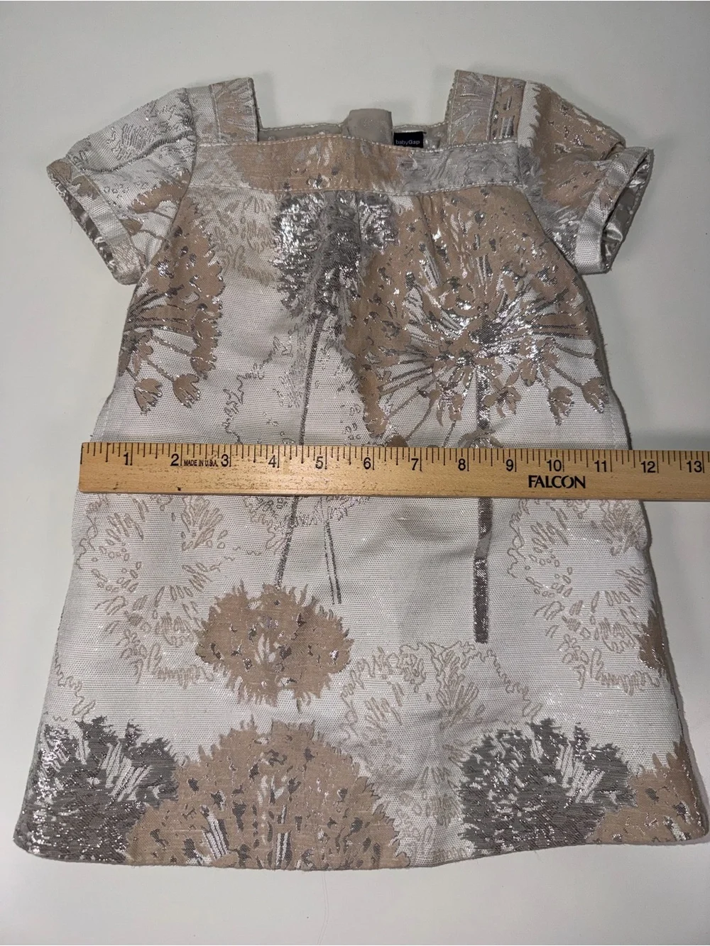 Baby Gap Girls Holiday Dress Beige w/ Silver Foil w/ Bloomers Size Toddler 18-24